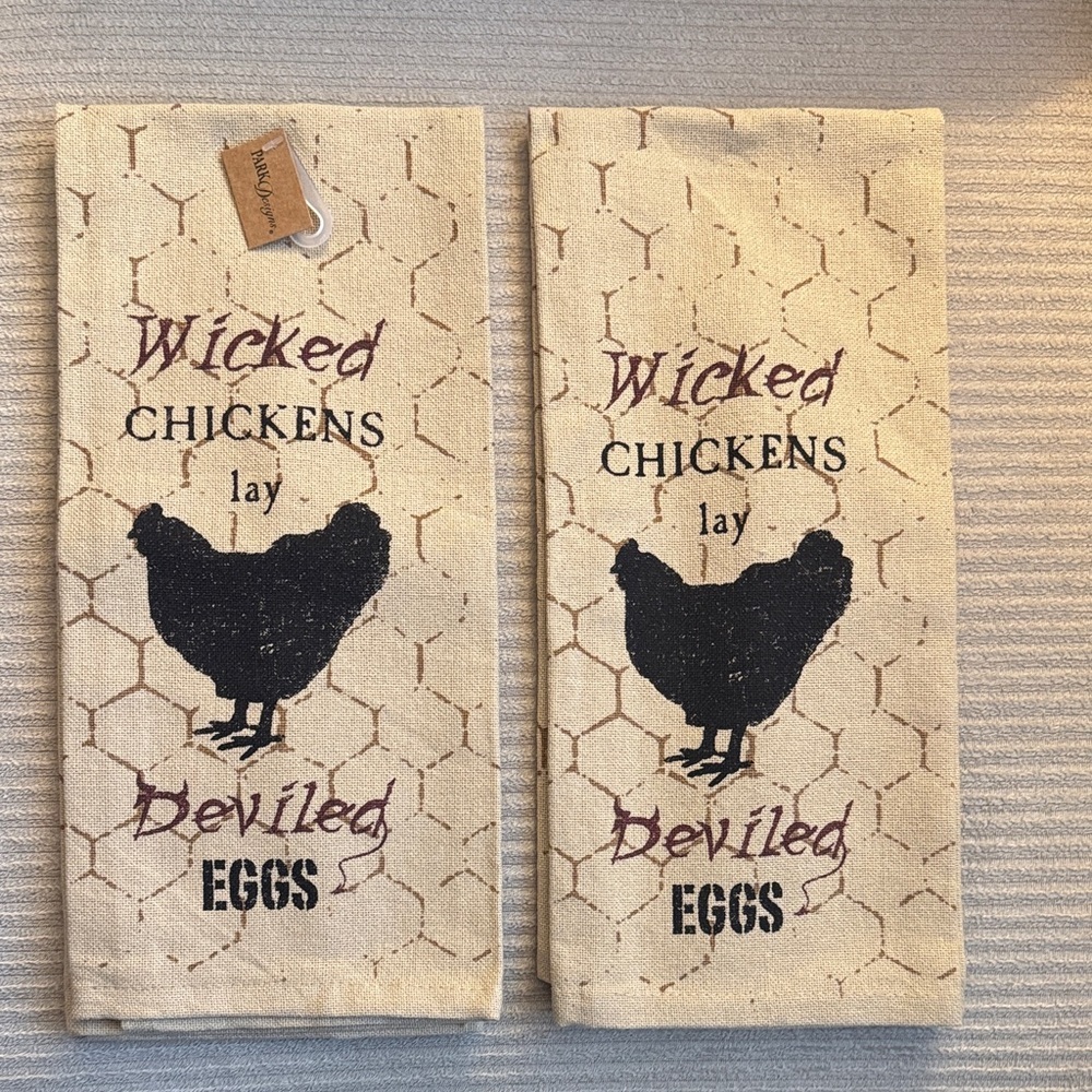 Humorous Chicken Kitchen Towels Set of 2 Towels Chicken Towels Funny Chicken
